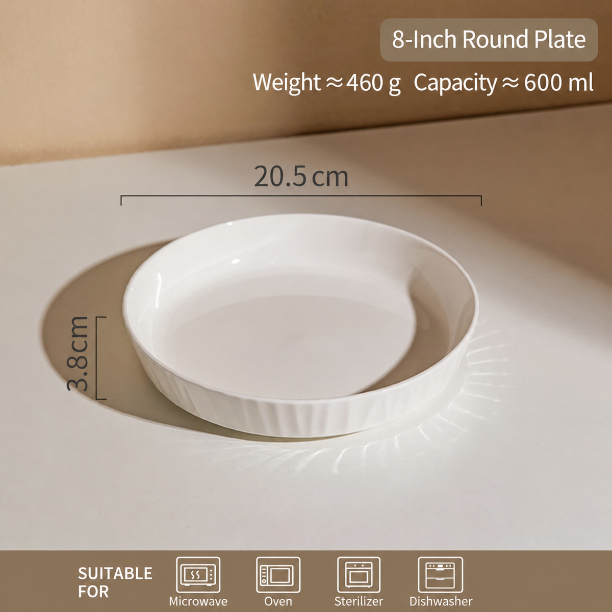 White Ceramic Pasta Bowl – Minimalist Round Serving Plate with Raised Edge for Pasta, Salad, Soup, Dessert & Dining Table