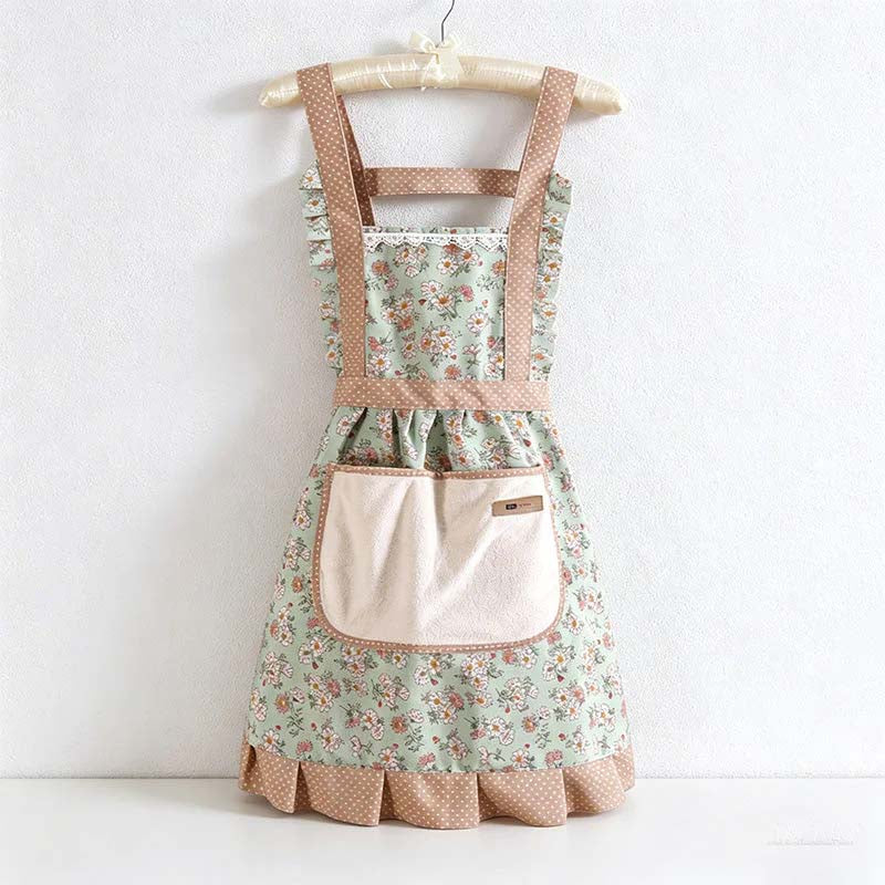 Floral Princess Apron – Vintage Lace Kitchen Apron for Cooking & Baking