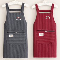Waterproof Striped Kitchen Apron with Pockets