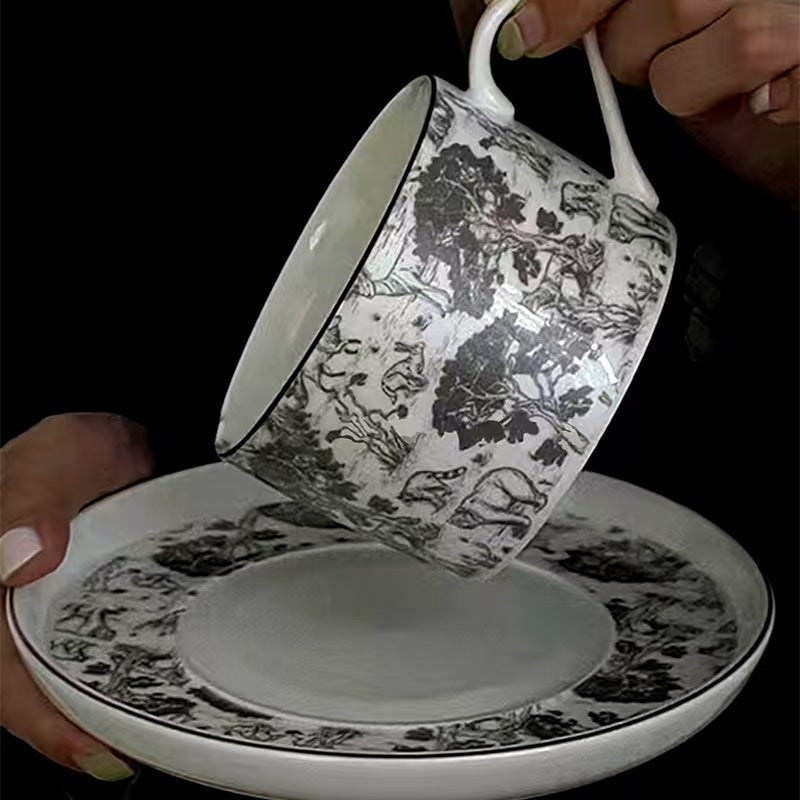 Forest Theme Ceramic Coffee Cup and Saucer Set