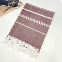 Large Cotton Striped Swim Towel With Tassel Fringe Absorbent Boho Beach Blanket 1x1.8m