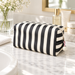 Striped Canvas Makeup Bag with Zipper and Pom Pom Pull