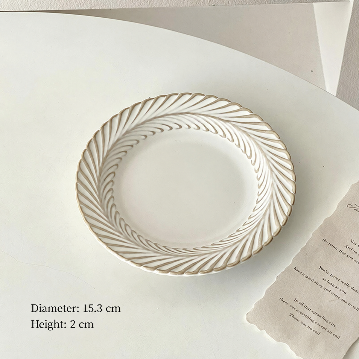 White Ceramic Small Dish, Leaf Rim or Spiral Rim, Decorative Serving Plate