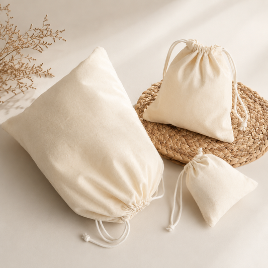 Cotton Drawstring Bag, 30 x 40 cm Eco-Friendly Canvas Storage Tote