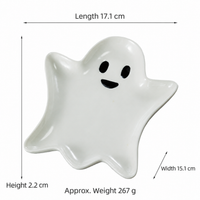 Ghost Shaped Ceramic Tray, Halloween Candy Dish, White Ceramic Trinket Plate, Spooky Season Table Decor
