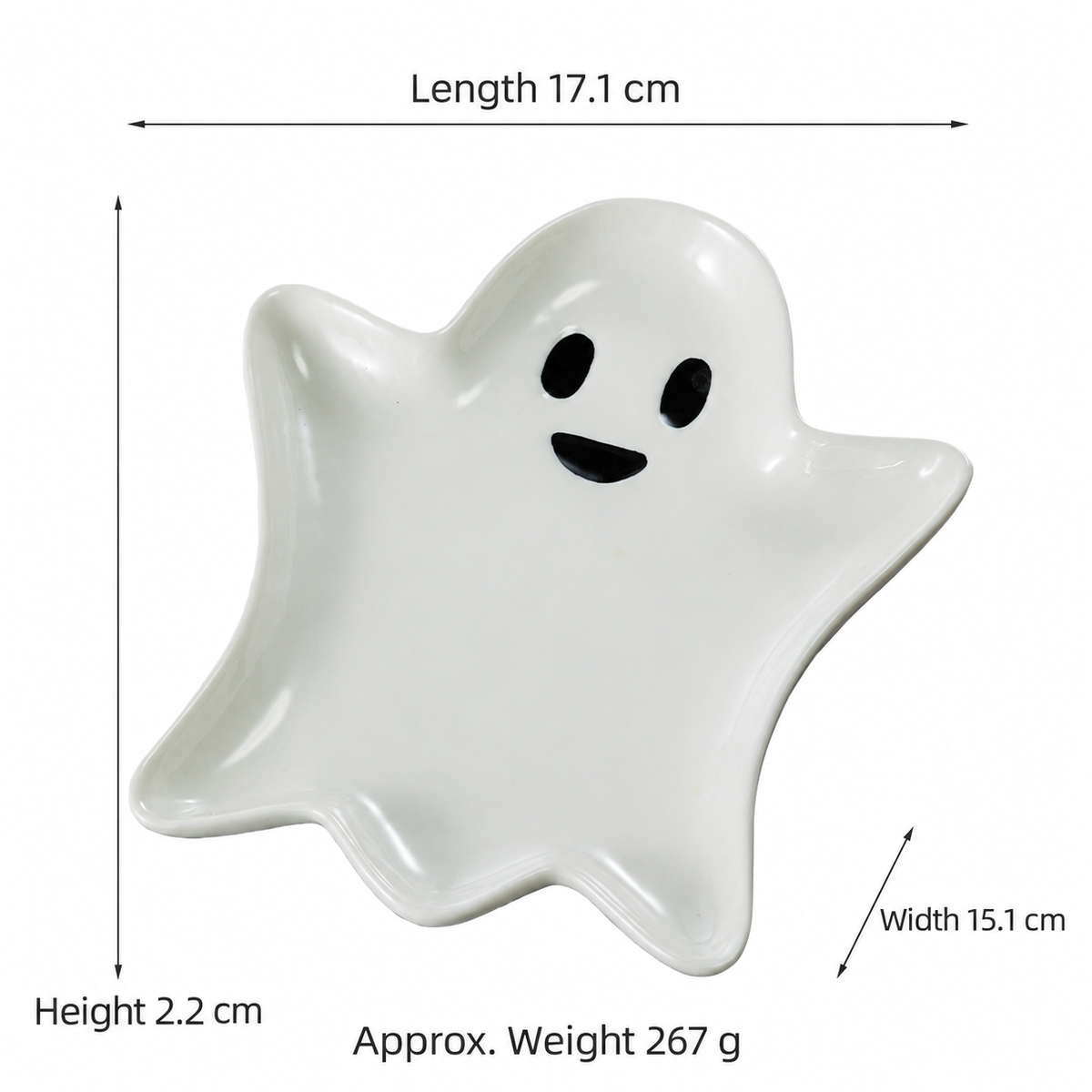 Ghost Shaped Ceramic Tray, Halloween Candy Dish, White Ceramic Trinket Plate, Spooky Season Table Decor