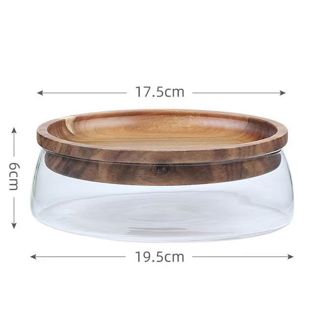 Double Layer Glass Storage Jar with Acacia Wood Lid