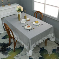 Rectangular Lace Trim Tablecloth Rustic Gauze Table Cover