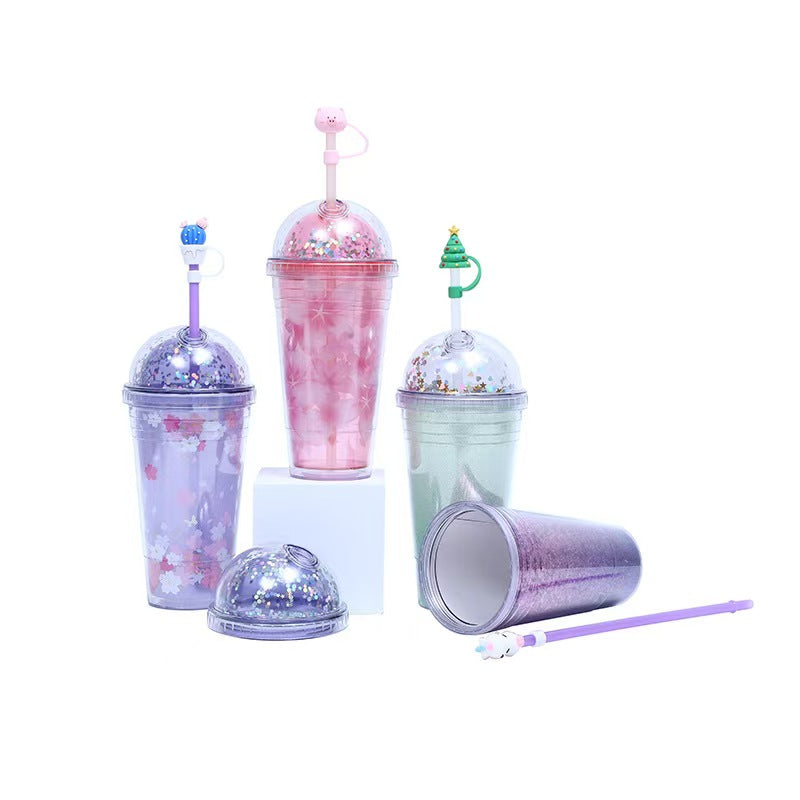 18oz Sakura Double Wall Tumbler with Straw