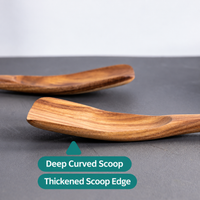 Acacia Wood Cooking Spatula, Deep Curved Wooden Wok Turner