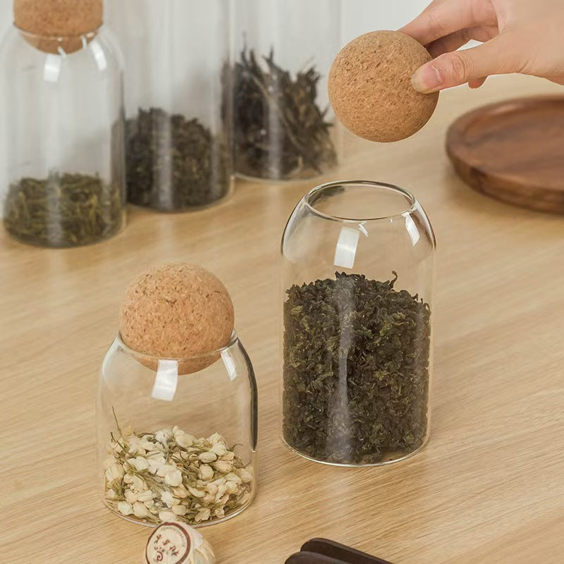 Glass Storage Jar with Cork Ball Lid