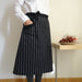 Woven Cotton Stripe Apron, Comfortable Long-Sleeve Half-Body Kitchen Apron