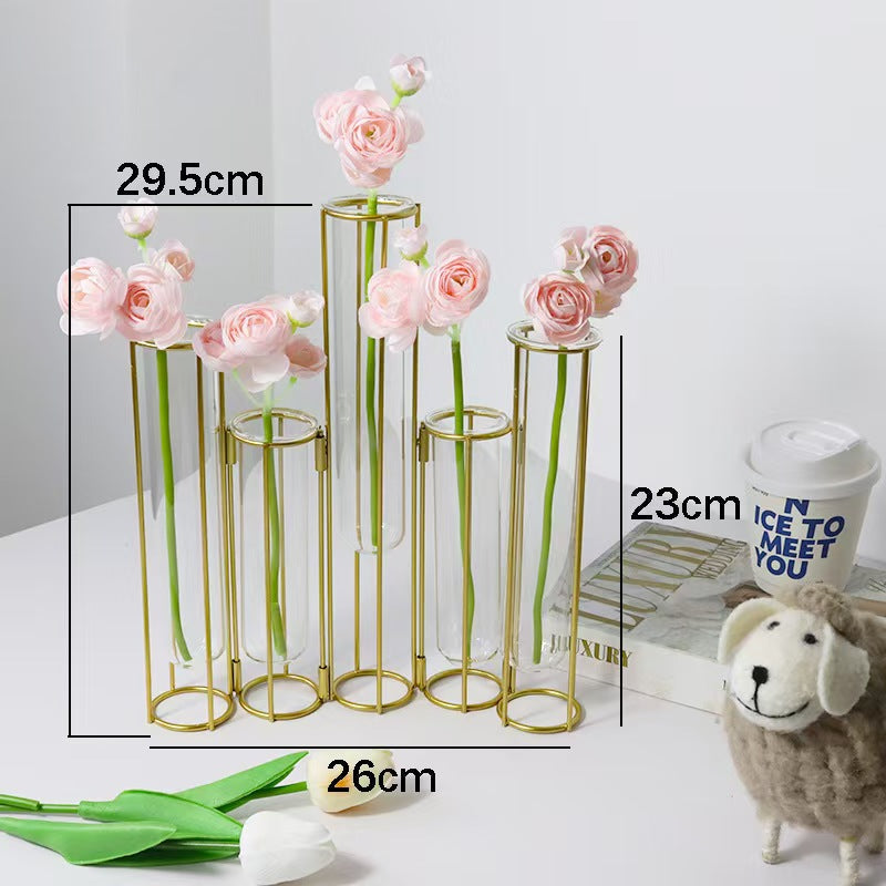 Test Tube Glass Vase Set with Metal Stand