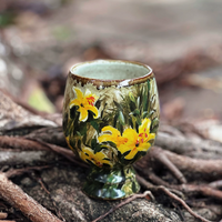 Golden Lily Oil-Painted Tea Cup