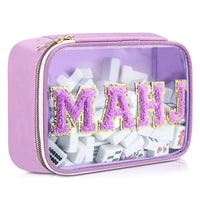 Large Mahjong Storage Bag – Waterproof PVC Travel Organizer with Letter Design for Mahjong Sets & Accessories