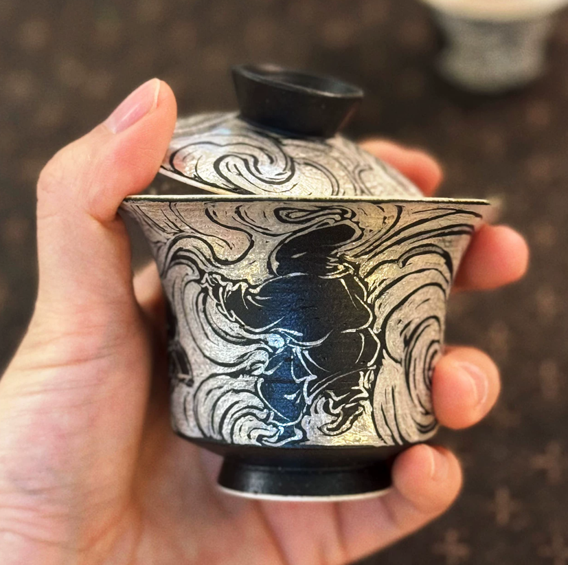 Silver Shadow Black Glaze Gaiwan