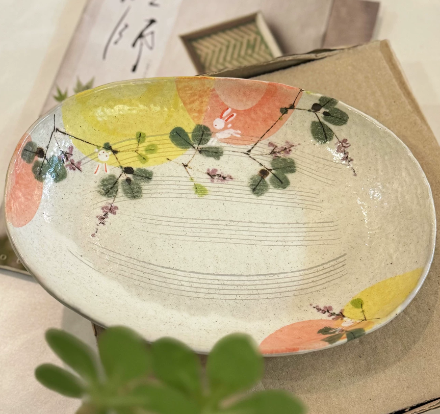 Mountain Rabbit Rustic Oval Serving Plate