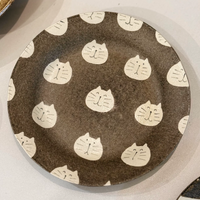 Midnight Cat Rustic Ceramic Plate