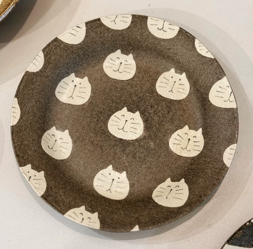 Midnight Cat Rustic Ceramic Plate