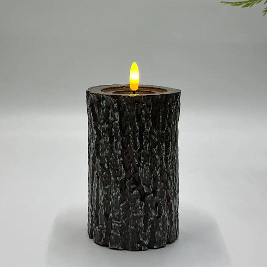 Rustic Paraffin Tree Stump Candle Decor – Vintage Wood Look Candle Holder for Home & Café Styling