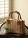 Minimalist Woven Straw Mini Square Bag – Medium Size Handbag with Stitching Detail
