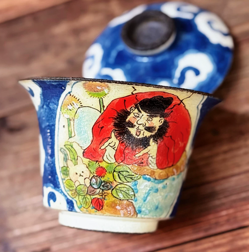 Zhong Kui Guardian Five-Color Gaiwan Set