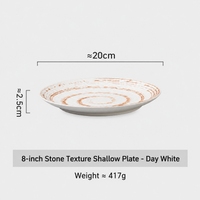 Stone Texture Ceramic Dinner Plate, Matte Shallow Serving Dish