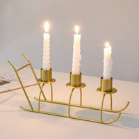 Three Head Sleigh Candleholder Base, Iron Craft Decor