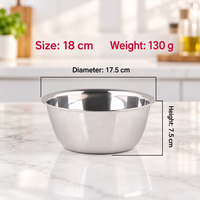 304 Stainless Steel Mixing Bowl Deep Round Kitchen Prep Basin