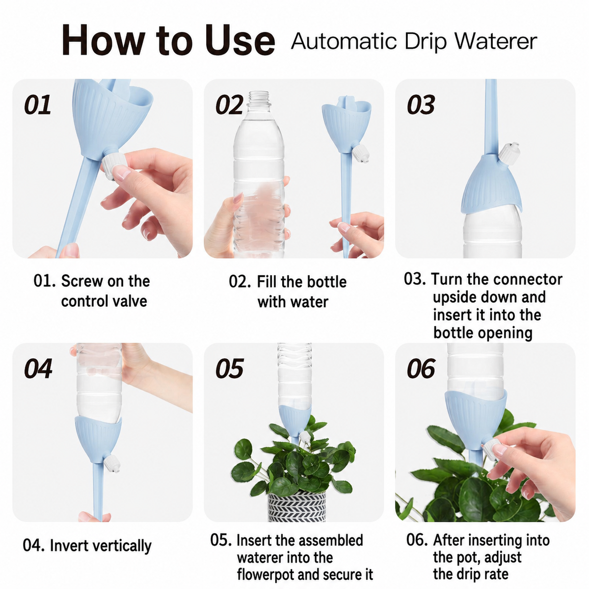 Automatic Plant Waterer – Adjustable Drip Irrigation Device for Potted Plants, Self Watering System with Bottle Adapter for Home Garden