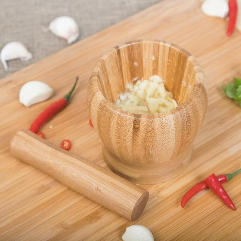 Bamboo Garlic Muddler Mortar and Pestle Kitchen Tool