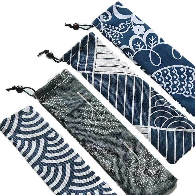 Japanese Style Cotton Linen Cutlery Pouch