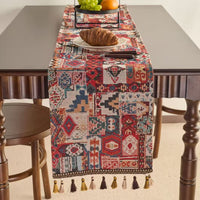 Boho Tassel Table Runner Ethnic Decorative Table Cover