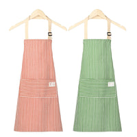 Cotton Linen Apron for Women, Cute Sleeveless Kitchen Smock with Front Pocket