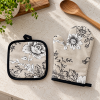 Floral Oven Mitt and Pot Holder Set in Three Designs