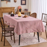 Vintage Striped Ruffle Tablecloth Rectangular Dining Table Cover