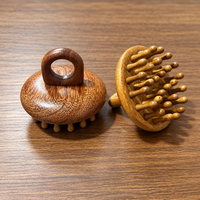 Natural Sandalwood Scalp Massage Brush  Wooden Head Massager