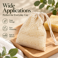 Natural Ramie Soap Saver Bag Exfoliating Mesh Soap Pouch Drawstring Bath Accessory