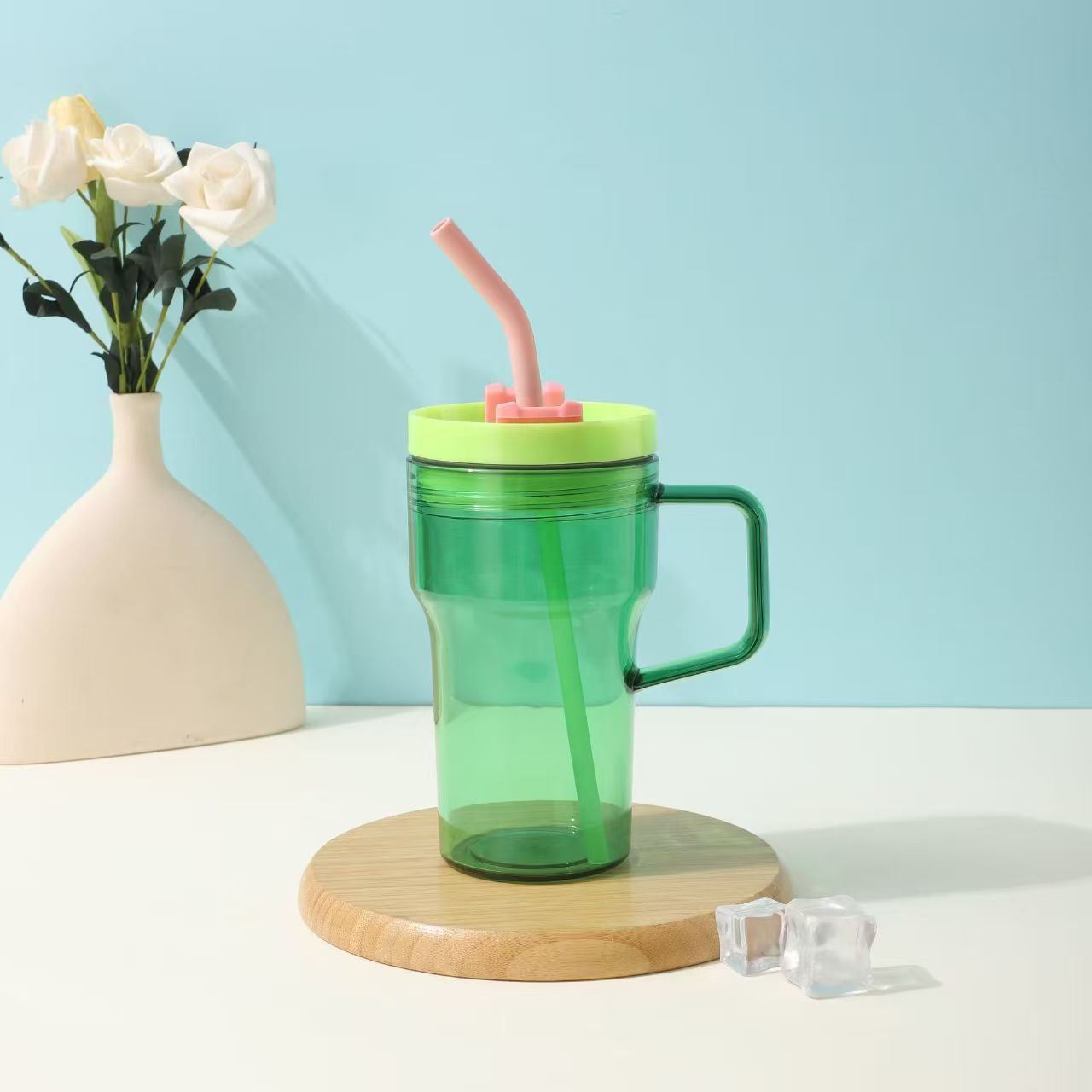 20oz Portable Plastic Tumbler with Handle