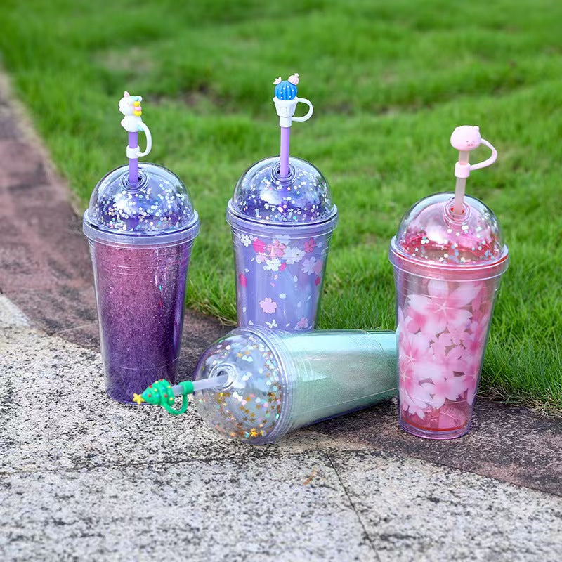 18oz Sakura Double Wall Tumbler with Straw