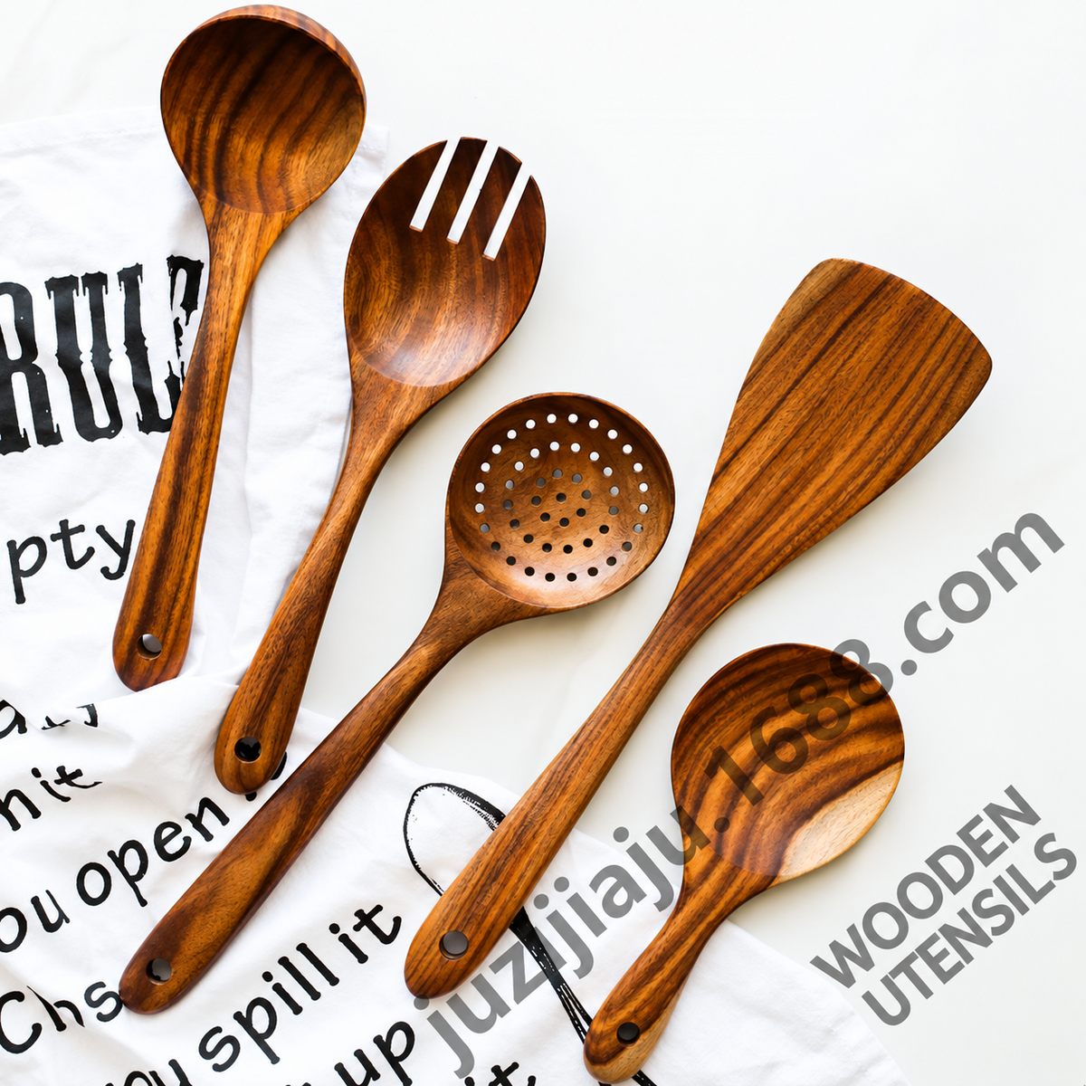 Slotted Spoon and Kitchen Utensils for Stir Frying and Serving