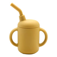 Food Grade Silicone Toddler Straw Sippy Cup with Dual Handles