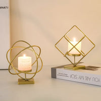Creative Iron Candleholder, Cube Globe Irregular Sculpture
