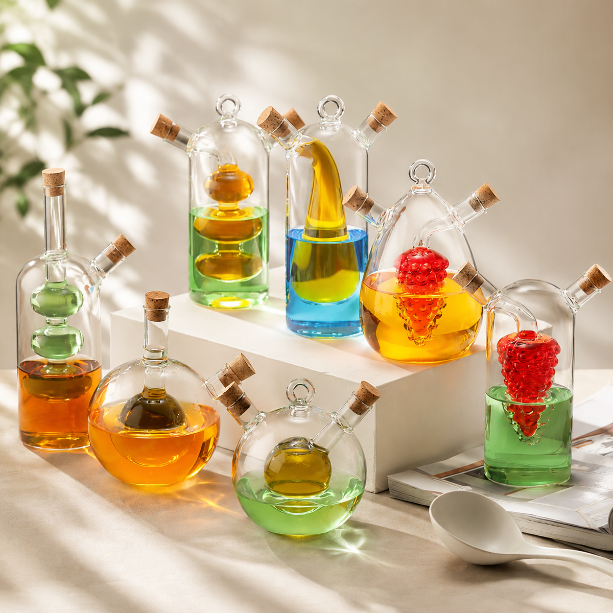 Borosilicate Glass Oil & Vinegar Dispenser – Fine Spout Seasoning Bottle