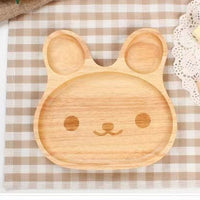 Beech Wood Bunny Shaped Kids Plate