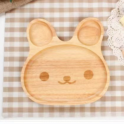 Beech Wood Bunny Shaped Kids Plate