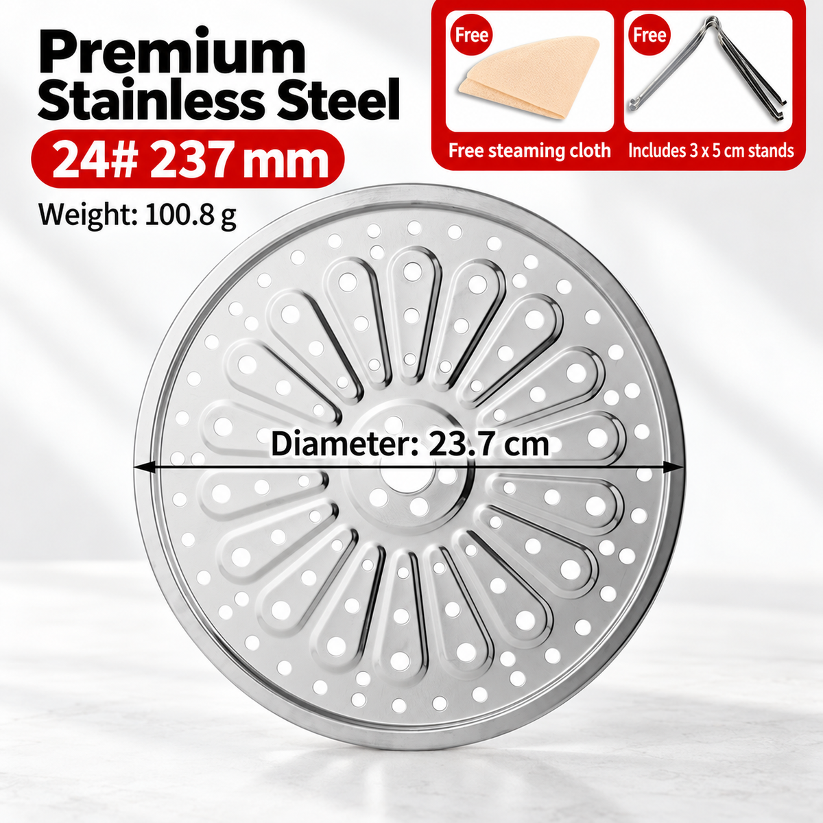 Stainless Steel Steamer Rack Round Folding Steaming Tray for Pots