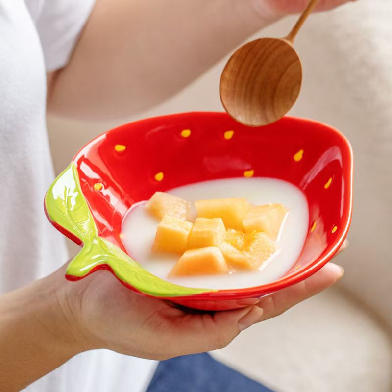 Strawberry Ceramic Bowl and Plate Set