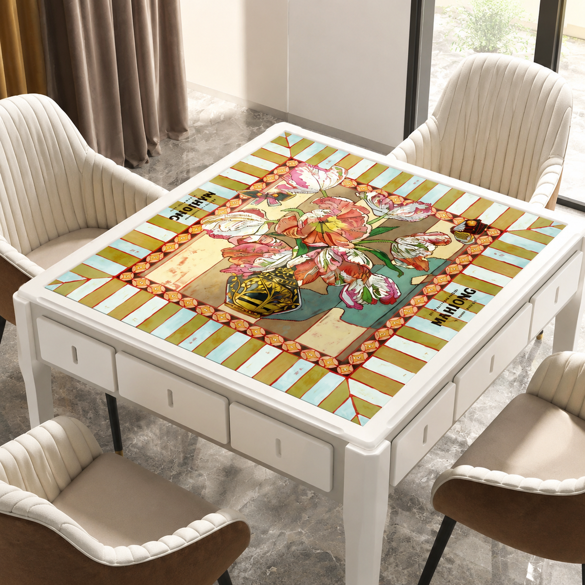 American Mahjong Table Mat – Non-Slip Crystal Velvet Game Pad
