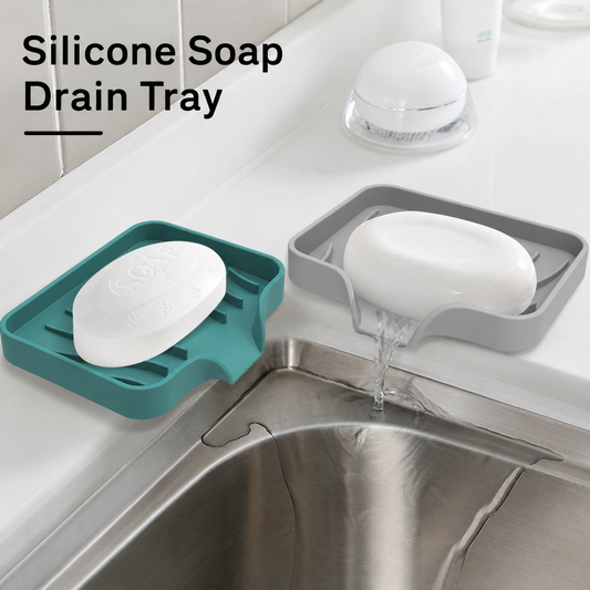 Silicone Soap Drain Tray – Self Draining Non-Slip Soap Holder